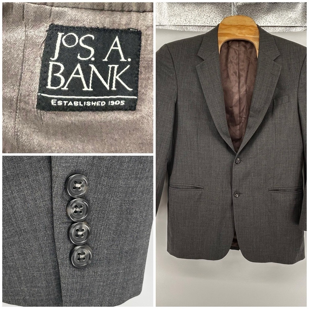 Jos A Banks Blazer Mens‎ 41L Gray Blazer Sport Coat 2 Button Jacket